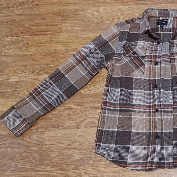 Tan and Orange Brixton Bowery Flannel Jacket - Picture 2 of 3